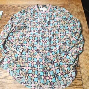 Saloni blue&pink patterned button down shirt sz. 8